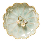 Lotus Ring Holder Dish Small Indoor Ash Tray, Ceramic Dessert Plate Trinket Jewelry Holder Organizing Necklace Earrings for Parents Friends Sister, Light Green. All Jewelries Are NOT Included. - color: Jade Green