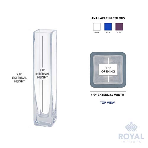 Flower/Bud Glass Vase Decorative Centerpiece, Home or Wedding by Royal Imports - 10"x2", Plum - color: Plum, size: 10 inches