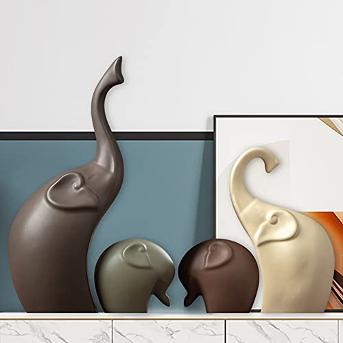 Ceramic Statue,Family Figurines,Creative Ceramic Decorative,Crafts Ornaments Home Decor,Memorial Gift for Parents,Suitable for Shelf,Bookself - color: Nordic Elephant Family