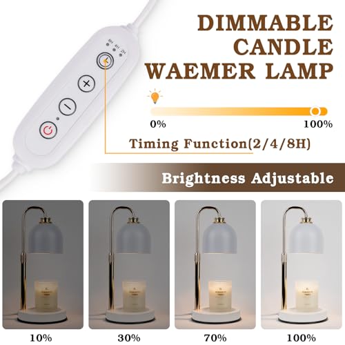 Candle Warmer Lamp with Timer Dimmable,Mothers Day Birthday Gifts for Women Mom, Modern Candle Warmer, White Candle Lamp for Jar Scented Candles, Home Decor, Wax Melt Warmer with 2 Bulbs - color: White