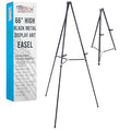 U.S. Art Supply 66" High Black Metal Display Art Easel - Large Adjustable Height Portable Easel Stand, Sign Display, Holds 25 lbs - Floor & Tabletop Easels, Sign Stand