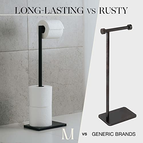 MARMOLUX ACC Free Standing Matte Black Toilet Paper Holder Stand Black Marble Base and Storage - 4 Jumbo Roll Bathroom Hardware Toilet Paper Stand - Stainless Steel Standing Toilet Paper Holder - color: Matte Black/Black Marble