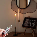 Homemory Real Wax Flameless Taper Candles with Remote Timer, 9.6 Inches White LED Flameless Candlesticks, Dripless Battery Operated Window Candles Flickering Pack of 2 for Fireplace Xmas Halloween - style: Farmhouse - White 9.6"