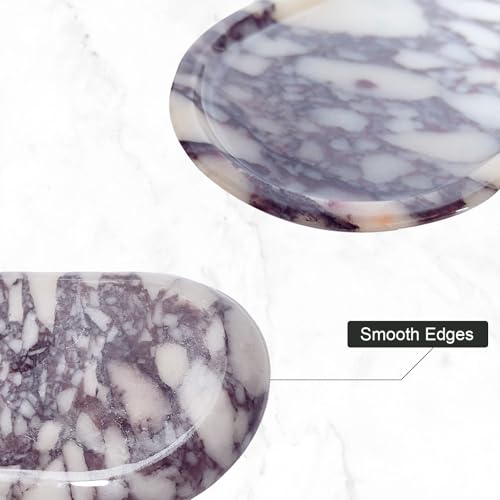 Natural Marble Decor Tray - Hand-Polished Luxury Organizer for Vanity, Bathroom | Cosmetics Perfume Jewelry Display Tray (Calacatta Violet Oval Tray, 11" x 5" x 0.7") - color: Calacatta Violet Oval Tray, size: 12" x 8" x 0.7"