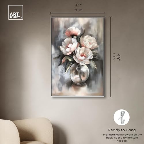 Art Remedy Glass Vase Flowers Canvas Luxury Floral Art, White Frame, 30" x 45" - color: White Frame, size: 46"L x 31"W
