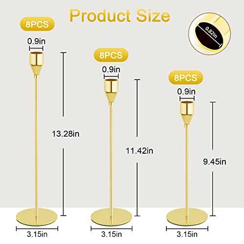 Gold Candlestick Holder Set of 24 for Taper Candles, Decorative Candle Holders Bulk Candle Stick Holders Taper Candle Holders for Table Centerpiece Wedding Dinning Party Anniversary Home Decor - color: Gold