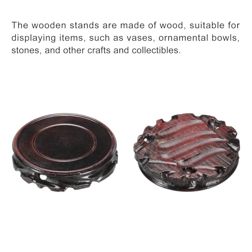 MECCANIXITY Wooden Display Stand Base Stand Holders 110mm/4.33 inch Diameter Black for Vase Bonsai Stone Furniture Stable Home Decoration Pack of 2