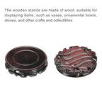 MECCANIXITY Wooden Display Stand Base Stand Holders 110mm/4.33 inch Diameter Black for Vase Bonsai Stone Furniture Stable Home Decoration Pack of 2
