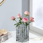 Aoderun Glass Vase Crystal Vase Heavy Duty Large Flower Vase for Dining Table Kitchen Office Home Shelf Wedding Living Room Centerpieces(Grey) - color: Gray