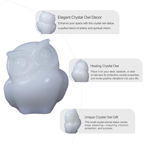 2 Inch Owl Figurine Handcrafted,White Jade Healing Crystal Animal Sculpture,Home Decor Unique Gift for Collectors,Crystal Artwork Nature Lovers Birthday Anniversary Present Spiritual Gift - color: White Jade Owl
