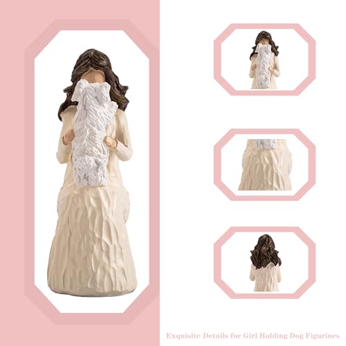 Woman with Dog Figurines, Westie Gifts for Dog Lovers, Ideal for Birthday, Thanksgiving, Christmas, White Hand-Painted Sculpture for Home Office Tabletop Shelf Decor - style: Westie