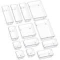 SMARTAKE 13-Piece Drawer Organizers with Non-Slip Silicone Pads, 5-Size Desk Bathroom Drawer Organizer Trays Storage Tray for Makeup, Jewelries, Utensils in Bedroom Dresser, Office and Kitchen, Clear - size: 13 PCS