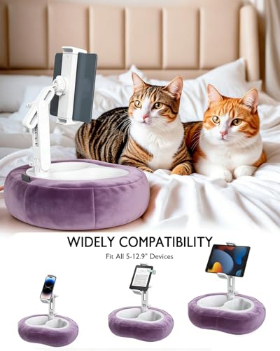 Miledi Tablet Pillow Stand, Compatible with 4.7"-12.9" Kindle, iPad, Phone/Tablet, 360° Rotating Phone Holder for Bed, Detachable Bowl, Reading and Relaxation on Bed (Purple) - color: Purple