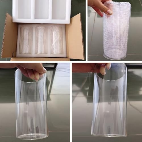 Humicane Candle Holder,Open Ended Glass Candleholder Multiple Size Choices,Clear Cylinder GlassCandle Holder for Wedding Centerpieces,Home Decor(3pcs:8x4", 3pcs: 8x3.5") - size: 4''×8''H 6PCS