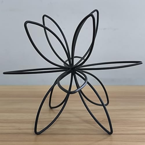 8" Black Sphere Decor, Abstract Tabletop Decorative Ball, Metal Floral Handmade Decorative Sculpture Home Decor Statues - color: Black-8in