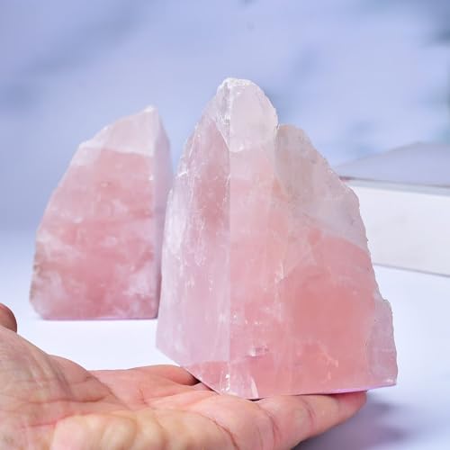 Rose Quartz Bookends Heavy Duty Pink Healing Crystal Stone Book Holders Decorative Book Ends Office Home Decor Small 1 Pair 4-6 Lbs - color: Rose Quartz, size: 4-6 pound