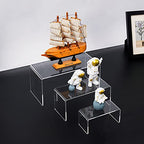 HIIMIEI Acrylic Risers for Display Clear 3-Tier Risers Stands Showcase for Amiibo Funko Pop Figures, Dessert, Jewelry-8.4"x 6.3"x 4.3" (2 Sets) - size: 8.4"x6.3"x4.3"