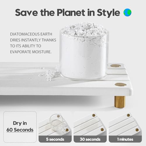 Razborci Instant Dry Sink Caddy Kitchen Sink Organizer, Quick Drying Diatomaceous Earth Stone Sink Tray Sponge Holder Soap Dish, Bathroom Countertop Vanity Dispenser Toothbrush, Gold White, 10" x 4" - color: 1. Gold - White, size: 10" x 4" x 1"