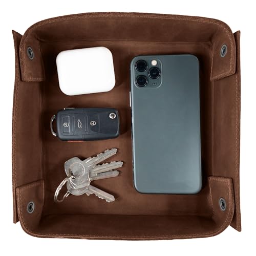 Hide & Drink, Leather Catchall Change Keys Coins Jewels Box Tray Big Storage, Handmade :: Swayze Suede - color: Swayze Suede