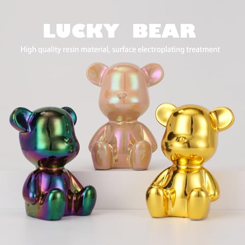 Small Bear Figurines Animal Sculpture Home Décor for Living Room Bedroom Office Statues Desktop Cabinets Tabletop Decor for Women Mom Birthday Gift(Gold3 Combinations) - color: Gold 3 Combinations