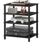 LELELINKY 4-Tier AV Media Player Stand, Black Stereo Cabinet, Modern Stereo Cabinet, Wooden TV Stand,Game Console Shelf, Multifunctional Entertainment Center, Suitable for Home, Conference Room - color: Black, size: 4 Tier
