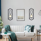 OYEFLY 2 Pcs Metal Candle Sconce,Rustic Wall Candle Sconces (Black)