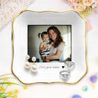 Personalized Mom Jewelry Tray Gift for Mothers Day, Custom Ceramic Ring Dish for Grandma, New Mom Gifts, Unique Grandma Shower Keepsake, Gifts for Womens, Ceramic Trinket Tray Gift (Black and White) - color: Black and White