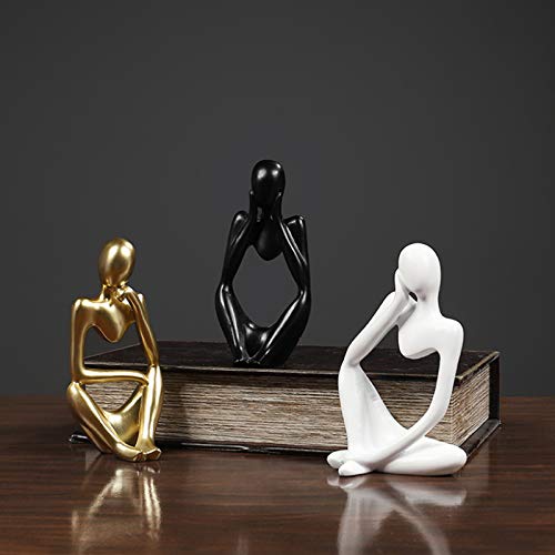 Asng Resin Thinker Style Abstract Sculpture Statue Collectible Figurines Home Office Bookshelf Desktop Decor (White,Think Deeply, Small) - color: White,think Deeply, size: Small