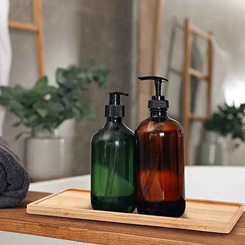 Chengu 3 Pcs Bamboo Vanity Trays for Bathroom Small Wooden Serving Tray for Bathroom Counter Food Appetizer Tea Dessert Kitchen Candle Tissue Toilet Tank Home Decor, 11 x 4 Inch(Rectangle Edge Style) - style: Rectangle Edge Style