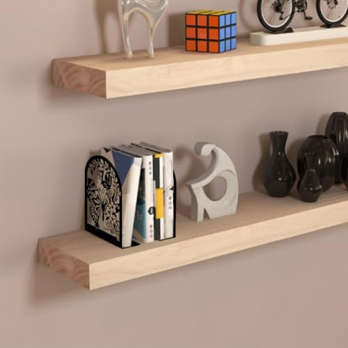 2pcs Book Ends for Shelves Butterfly Flower Metal Bookends Reading Decorative Book Stoppers Large Book End Black Used on Desk Office for Small Large Heavy Books - style: Butterfly with Flower