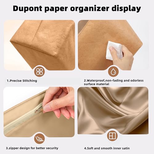 DGAZ Lightweight Purse Organizer Insert for The Row Ns Parker Tote S/M/L, Silk DupontPaper Inner Bag for Luxury Bag (Small, Chai) - color: Chai, size: Small