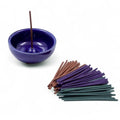 Hosley Incense Sticks Gift Set with 60 Incense Sticks and Ceramic Incense Holder - Ideal Incense Burner Holder for Home, Meditation, Spa, and Aromatherapy - Premium Incent Holder - color: Blue2