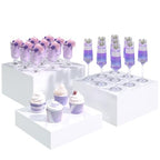 Buffet Risers, Food Display Risers for Party, White Acrylic Risers Display Stand for Buffet Table, Catering Displays for Dessert, Cube Box Nesting Riser with Hollow Bottoms (8"x9"x10" 3PCS) - color: 8"x9"x10" 3PCS White