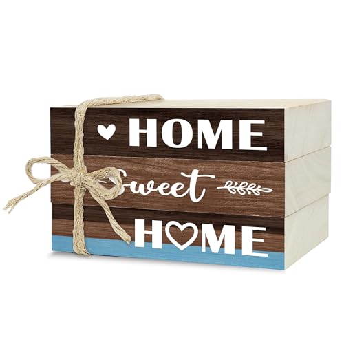 Mini Decorative Books For Home Decor, Small Wood Book Stack For Table Decor, Home Sweet Home decoration Books For Living Room Bookshelf, Farmhouse Stacked Books decoration（L48) - color: home sweet home 3