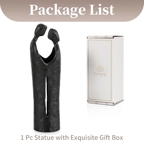 Sziqiqi 6th Anniversary Wedding Gift: Iron Gifts for 6th Anniversary for Couple - Romantic Couple Statue Metal Love Sculpture Black Abstract Figurines for Home Decor Women Her Wife Girlfriend Him Men - style: Face to Face