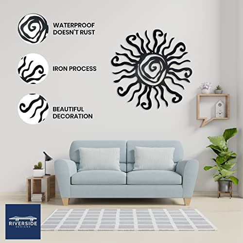 Riverside Designs Wacky Sun Metal Wall Art Indoor/Outdoor Decor - 36" Black Rust Proof Wall Sculpture - Made in USA - Ideal for Bedroom, Garden, Home, Patio and Farmhouse - color: Black, size: 36"L x 36"W