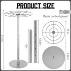 Shimeyao Medal Hanger Display Rotatable Medal Holder DisplayRotating Metals Display Rack Adjustable Award Holder Stand for Basketball Running Sports Race, 45+ Plaques - color: Silver