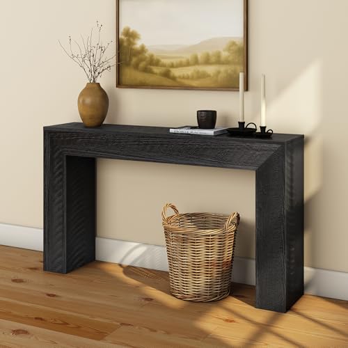 Plank+Beam 56 Inch Camden, Farmhouse Console Table - Solid Pine Wood, Easy Assembly for Living Room or Entryway, Rustic Char - color: Rustic Char, size: 56 Inch