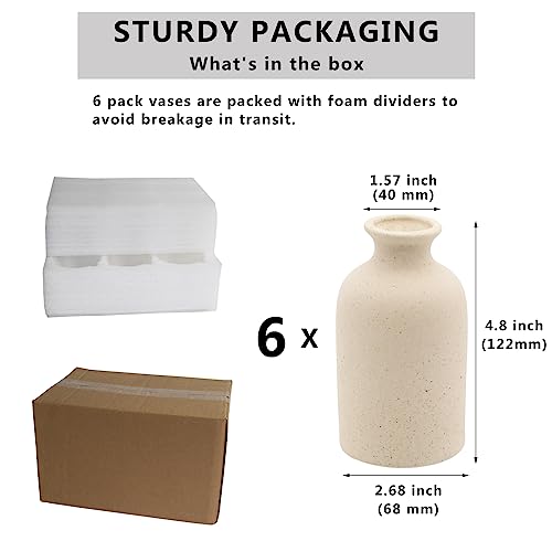 YANLING 6 Pack Light Yellow Small Vase for Flowers, 5 inch Modern Ceramic Vases for Pampas Grass Simple Shelf Vase, Boho Vases for Home Decor, Wedding Dinner Table Party Office Bedroom - color: Light Yellow-a, size: 6 Pack-Small