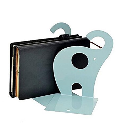 Wendin 1pair Cute Elephant Nonskid Bookends Art Bookend (Blue Elephant) - color: Blue Elephant