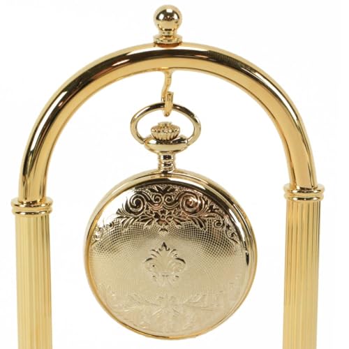 Pocket Watch Display Stand Full Arch Gold Plated Metal Holder for Pocket Watches, Antique Clocks, & Collectibles -Brass-Gold Plated ( Watch Not Included )