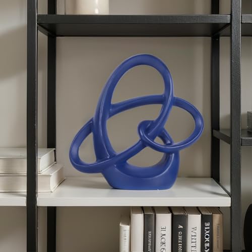 Blue Sculpture Decor – 8.66" Modern Resin Art Statue for Living Room, Office, or Coffee Table, Blue Home Accents and Shelf Decor, Contemporary Centerpiece Decoration for Modern Home or Apartment - color: Blue, size: 8.66in