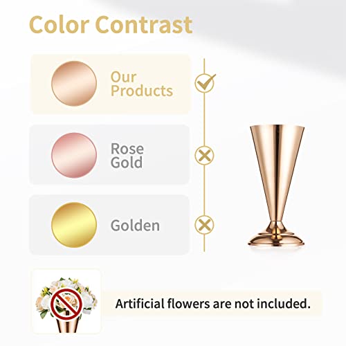 10 Pcs Tabletop Metal Wedding Flower Trumpet Vase, 9.8 inch Table Decorative Centerpiece Artificial Flower Arrangements for Anniversary Ceremony Party Birthday Event Aisle Home Decoration, Gold - color: Gold, size: 9.8 inch x 10 Pcs
