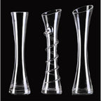 Hand-Made Blown Art Bud Glass Vase, Clear Glass, Oblong Shape, Modern Style, Thread Pattern, Stemless, Perfect for Home Decorations