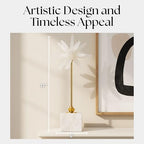 Mystique Small Starburst Statuary – Modern Decorative Object with Marble Base, Metal Stem and Sculptural Flower Top – Contemporary Home Decor Accent for Shelves Tables and Desks, 17", White & Gold - size: 17"
