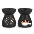 ComSaf Essential Oil Burner Wax Melt Burners Set of 2, Aromatherapy Aroma Burner Ceramic Oil Diffuser Candle Tealight Holder Home Bedroom Decor Christmas Housewarming Gift, Black - color: Black