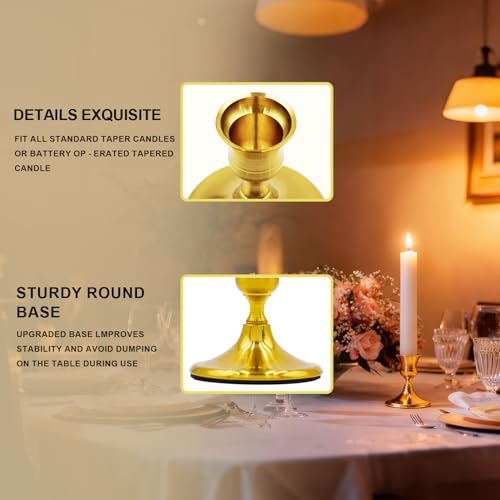 Candlestick Holders Taper Candle Holders, Gold Vintage Candle Holder for Pillar Candles Table Centerpiece, Wedding Reception, Festive Christmas Mantel Decoration or Home Decor, Set of 8 - color: Gold, size: 8PCS