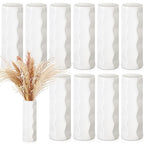 Didaey 10 Pack Composite Plastic Flower Vases Bulk White Small Boho Floral Vases for Dried Flower Bouquet Pampas Grass Centerpieces Fall Wedding Party Living Room Decor(Stylish) - style: Stylish
