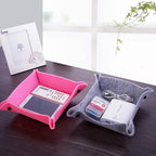 Felt Valet Tray, Fold Felt Desktop Storage Basket Makeup Organizing Basket for Home Office Writing Desk Lovely Caddy Containers (Multi-Color,6-Pack)