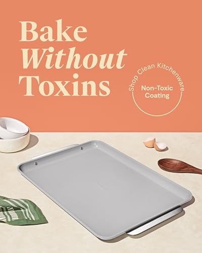 Caraway Non-Stick Ceramic Baking Sheet - Naturally Slick Ceramic Coating - Non-Toxic, PTFE & PFOA Free - Perfect for Baking, Roasting, and More - Large (18" x 13") - Gray - color: Gray, size: Large 18" x 13"